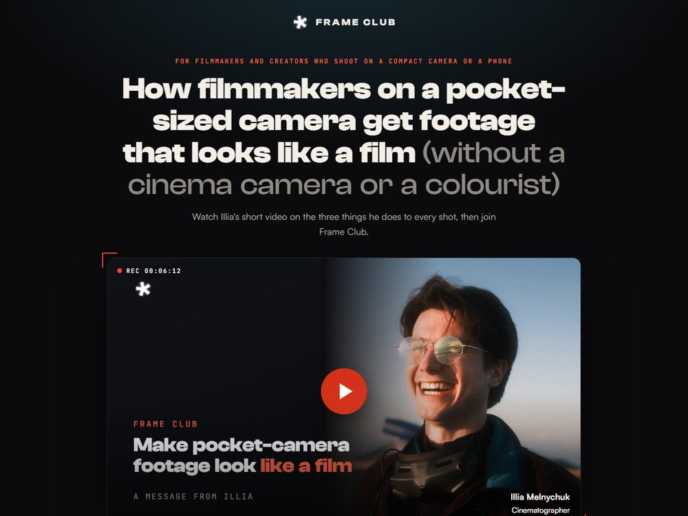 Frame Club page preview